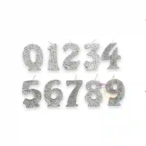 Vela De Numero Plateado