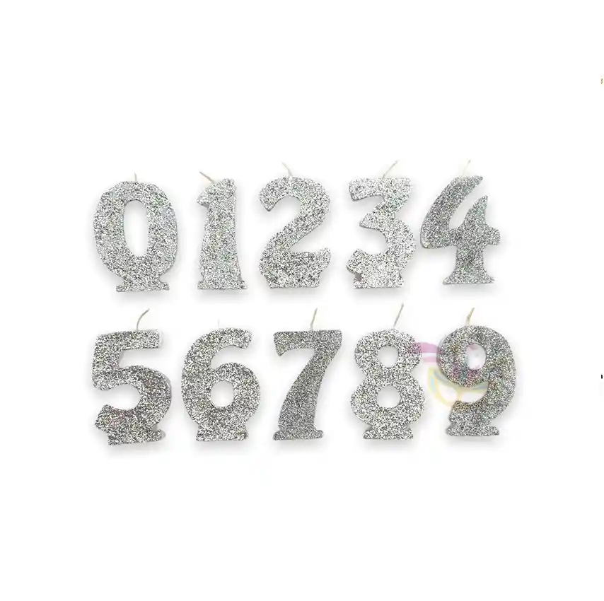 Vela De Numero Plateado