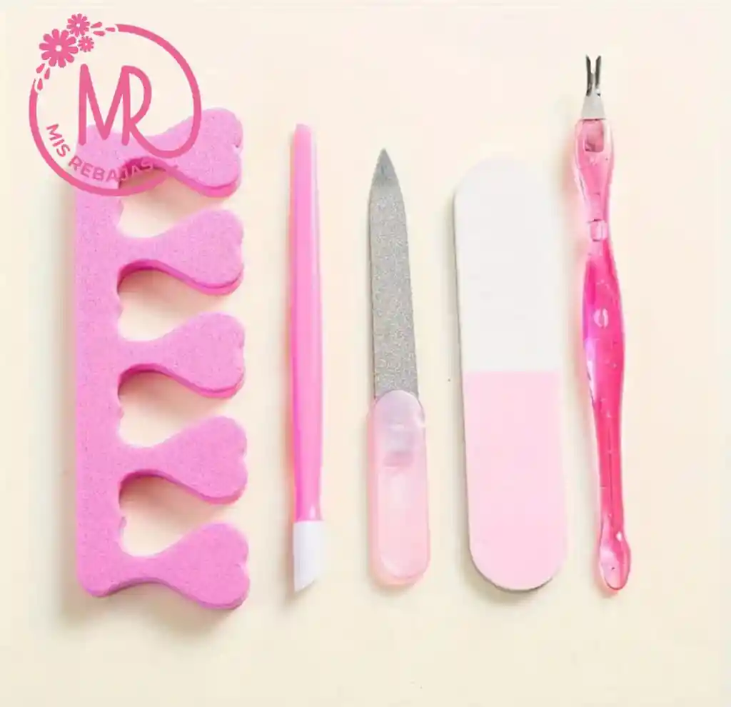 5 Herramientas De Manicura Y Pedicura En Caja De Almacenamiento.