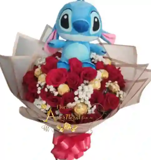 Bouquet De Rosas Chocolates Y Peluche
