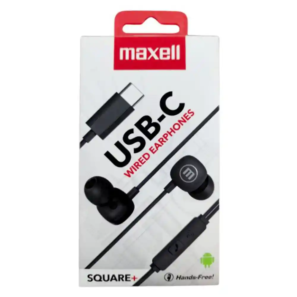 Maxell Audifo Square+usb-c In Ear Earphones Black