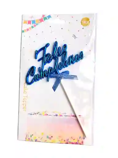 Toper Feliz Cumpleaños Azul Rey