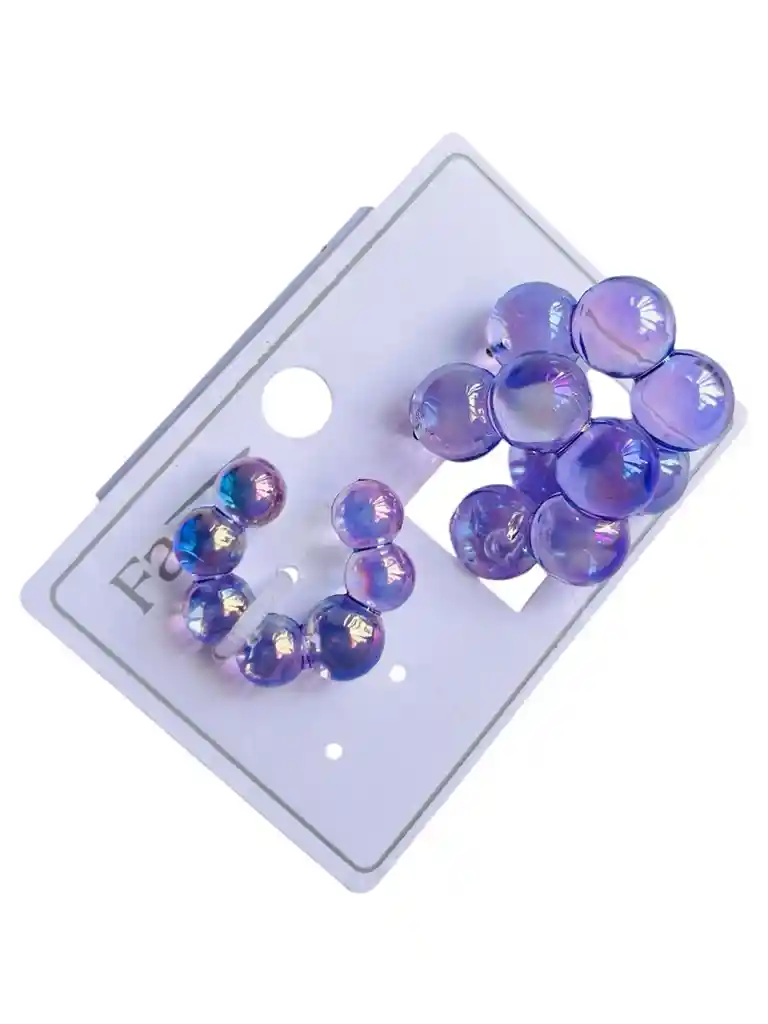Set De Candonga Y Earcuff Cristal De Globitos Morado