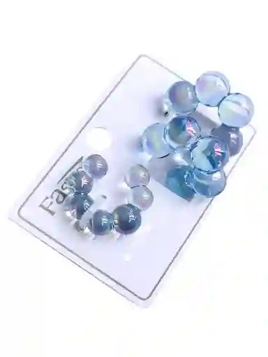 Set De Candonga Y Earcuff Cristal De Globitos Azul