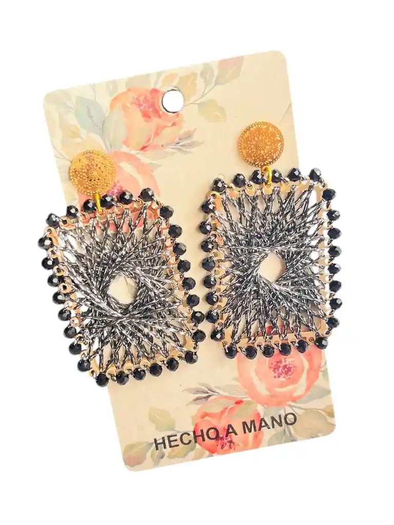 Arete Tejido Extragrande Negro