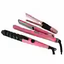Combo Plancha Para El Cabello Titanium + Rizador Electrico + Peine