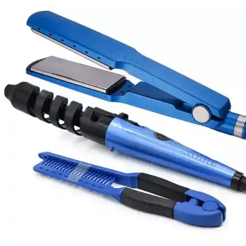 Combo Plancha Para El Cabello Titanium + Rizador Electrico + Peine