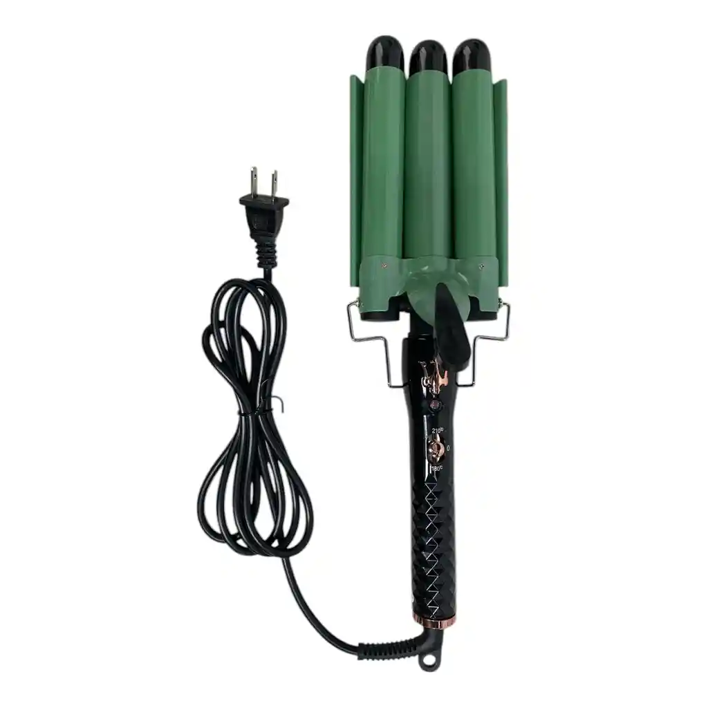 Pinza Onduladora Rizadora Para Cabello En Bucle 3 Tubos Aguacate