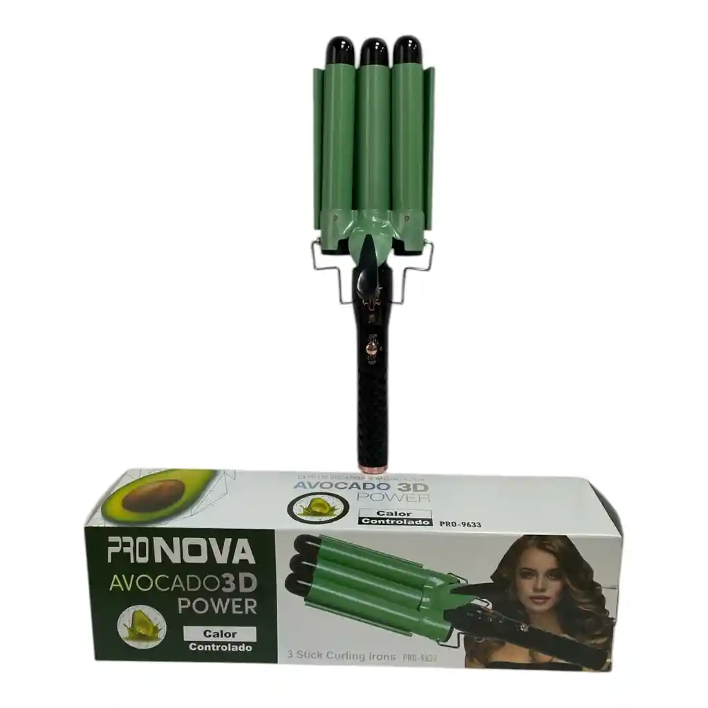 Pinza Onduladora Rizadora Para Cabello En Bucle 3 Tubos Aguacate