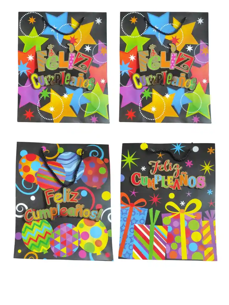 Bolsas Grandes Para Regalos Cumpleaños Happy Birthday Fiestas X4 Und