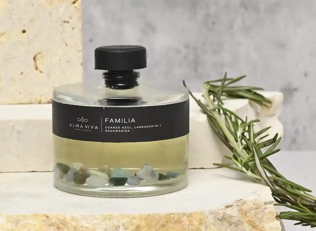 Difusor De Varilla Con Cuarzos , Familia ( Cuarzo Azul , Labradorita, Y Aguamarina )