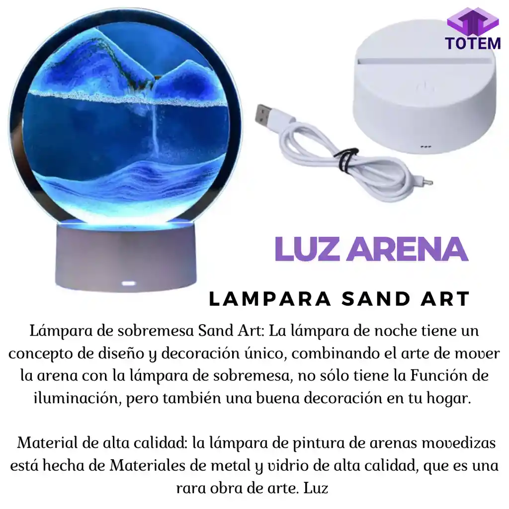 Lampara Led De Arena Movediza Luz Sand Art Roja