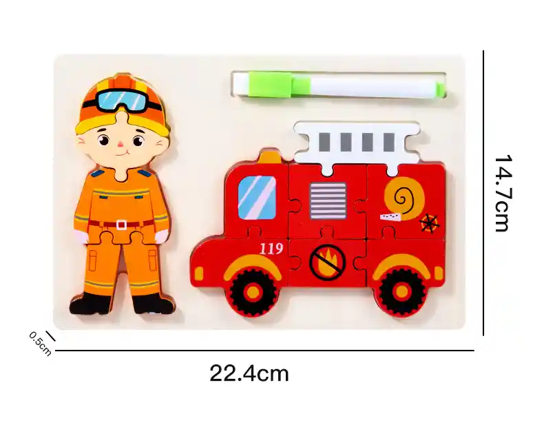 Rompecabezas En Madera Montessori 3 En 1 Diferentes Motivos