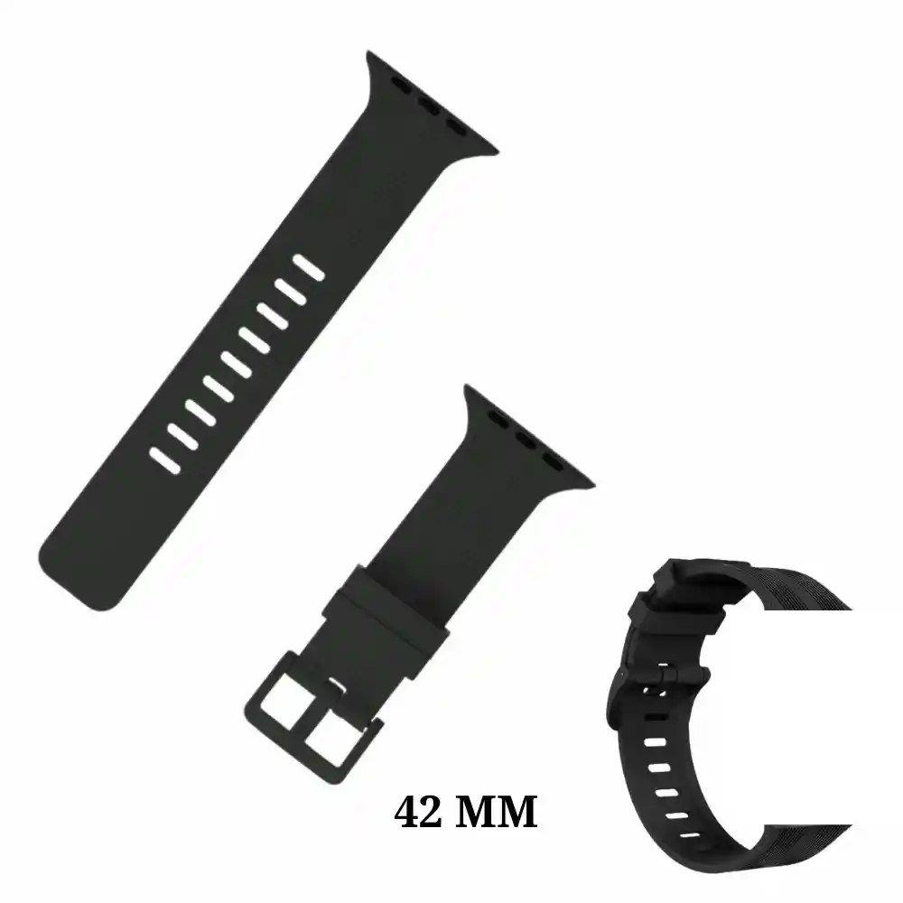 Manilla Correa De Silicona Para Reloj Inteligente Smart Watch 42 Mm Color Negro