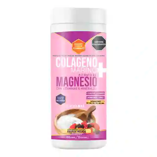 Colágeno Marino Más Citrato De Magnesio 700gr Sabor Frutos Rojos Colon Cleanser