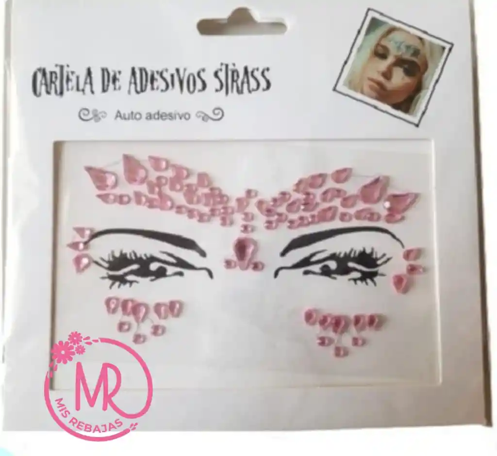 Gemas Faciales Adhesivas En Tono Rosado.