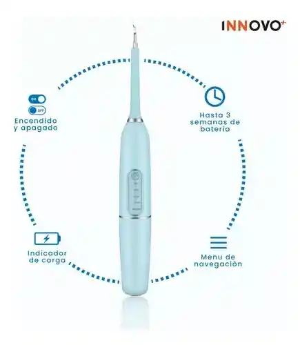 Cepillo Dental Ultrasonic Recargable Con Accesorios Limpieza Profunda Innovo Azul