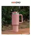 Termo Vaso Conserva Temperatura 1.2 L Acero Inoxidable Con Pitillo Rose Pink Claro Innovo Flask