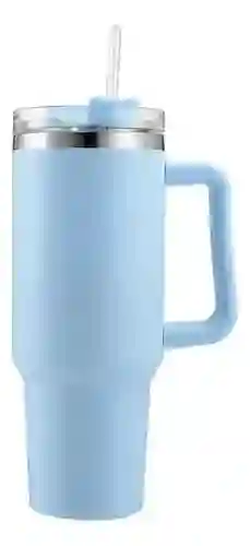 Termo Vaso Conserva Temperatura 1.2 L Acero Inoxidable Con Pitillo Azul Innovo Flask