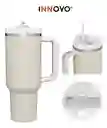 Termo Vaso Conserva Temperatura 1.2 L Acero Inoxidable Con Pitillo Beige Cream Innovo Flask