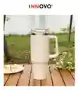 Termo Vaso Conserva Temperatura 1.2 L Acero Inoxidable Con Pitillo Beige Cream Innovo Flask