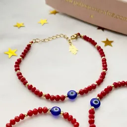 Pulsera Ojo Turco Con Muranos Rojos