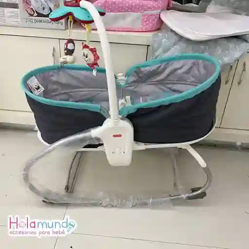 Silla Mecedora Y Cuna Con Movil, Gris- Azul