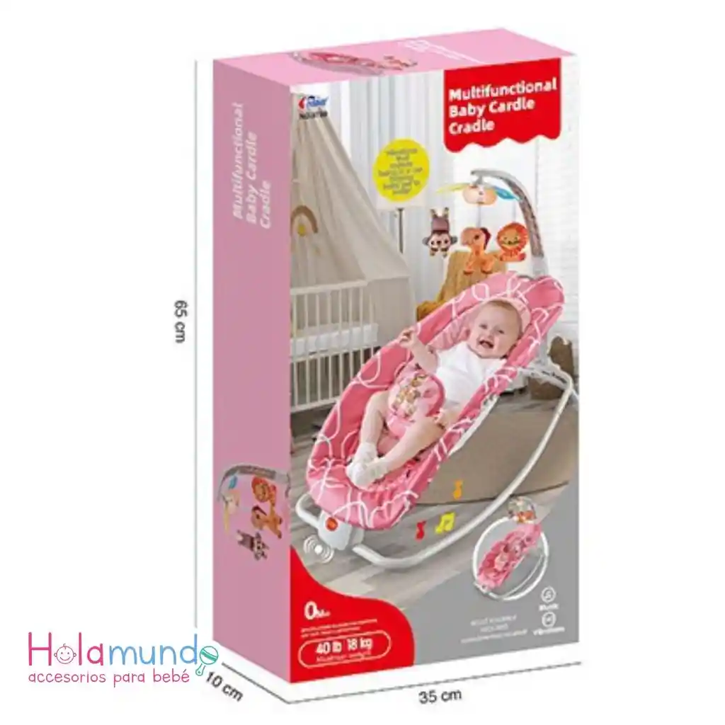 Silla Mecedora Vibradora Y Musical Para Bebé 2 En 1 Rosada
