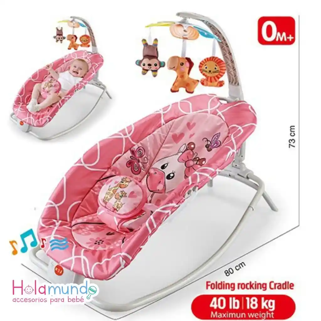Silla Mecedora Vibradora Y Musical Para Bebé 2 En 1 Rosada