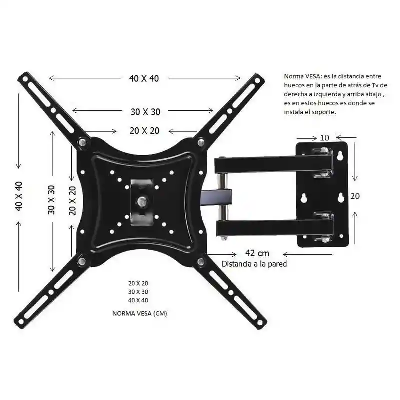 Base / Soporte Giratoria Para Televisor Ajustable De 14 A 55 Pulgadas Max 50 Kg