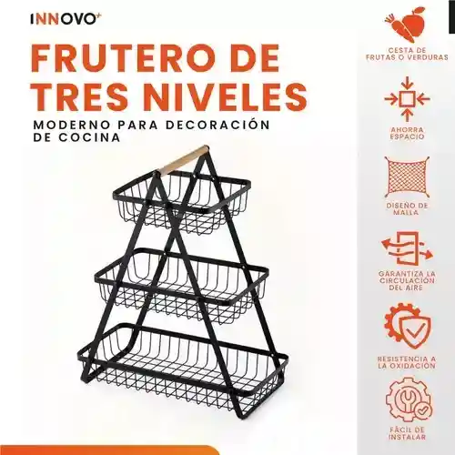 Organizador Frutero Alimentos 3 Pisos Elegante Para Cocina Innovo Home