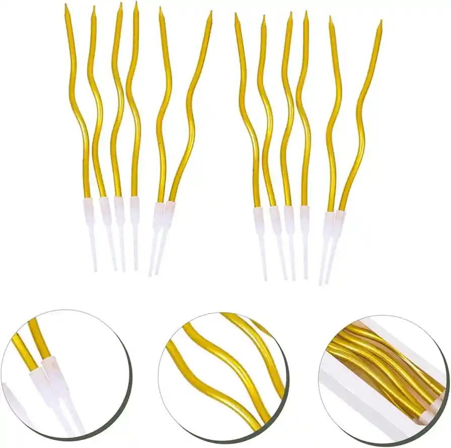 Vela Espiral Dorada Lisa X 12 Unidades