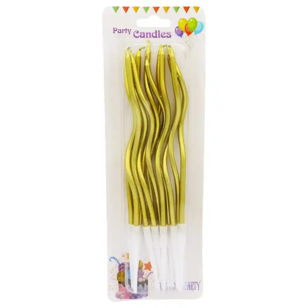 Vela Espiral Dorada Lisa X 12 Unidades