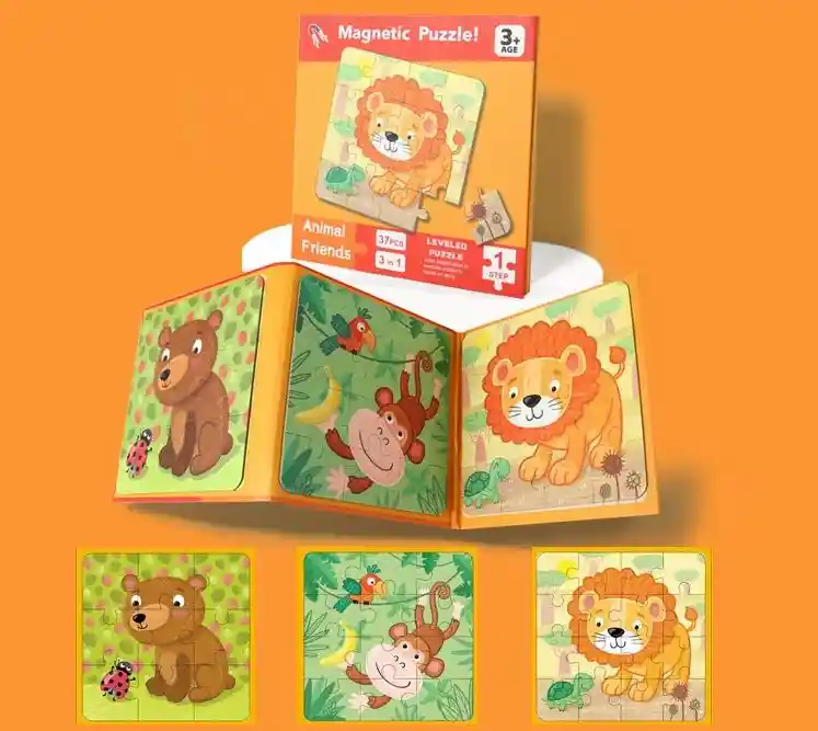 Rompecabezas Magnéticos Diseño Animales Amigos 37 Pcs