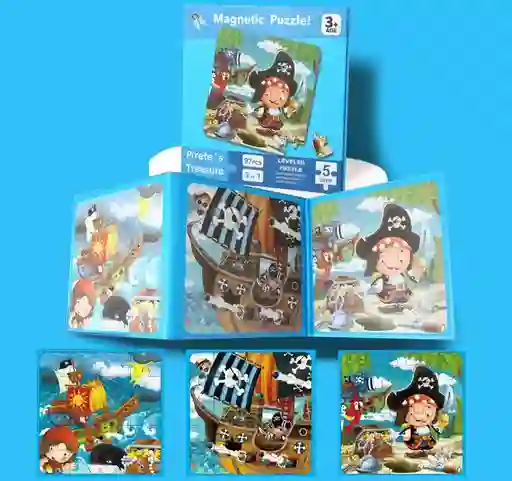 Rompecabezas Magnéticos Diseño El Tesoro Del Pirata 3 En 1, 97 Pcs