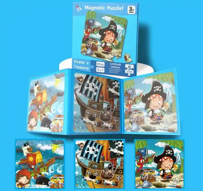 Rompecabezas Magnéticos Diseño El Tesoro Del Pirata 3 En 1, 97 Pcs