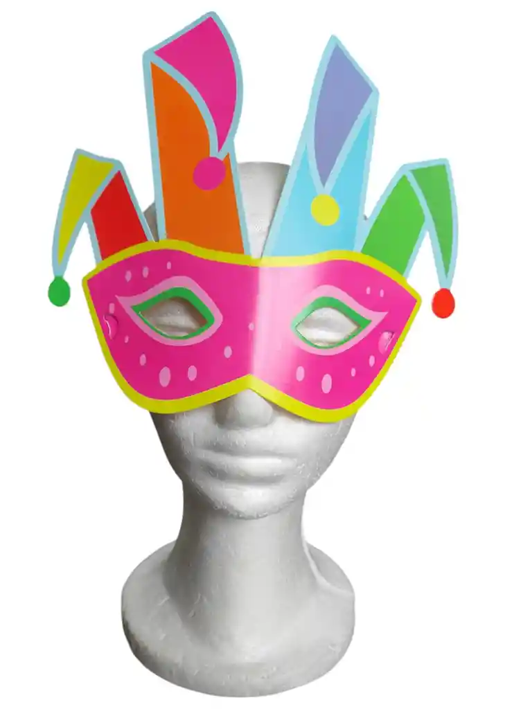 12 Antifaces Arlequin Papel Batucada Carton Fiesta Neon