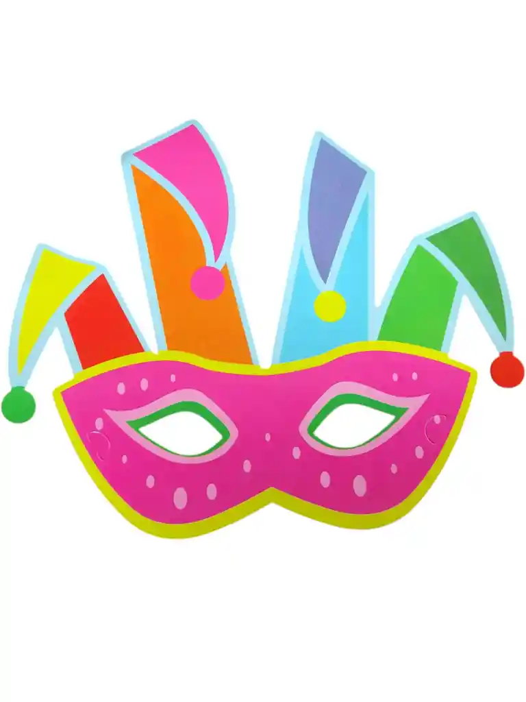 12 Antifaces Arlequin Papel Batucada Carton Fiesta Neon