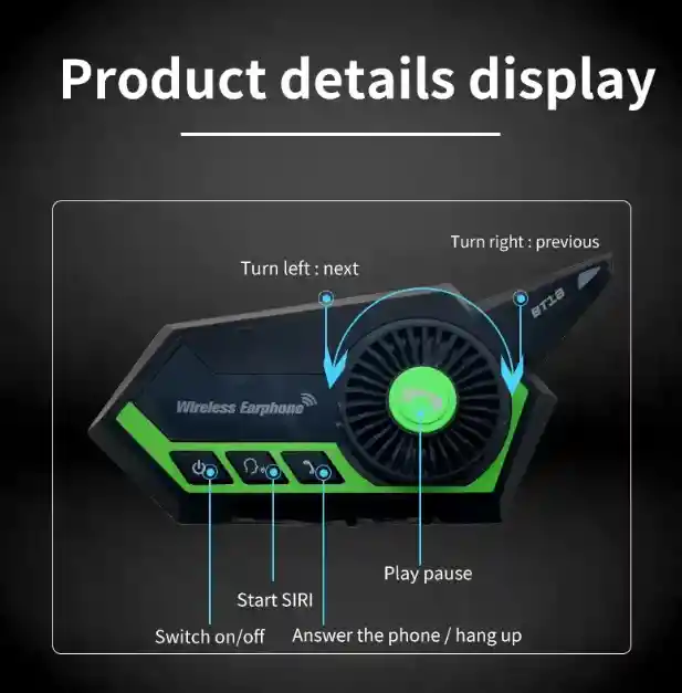 Audífonos Bluetooth Estéreo Impermeables Casco De Moto Bt18