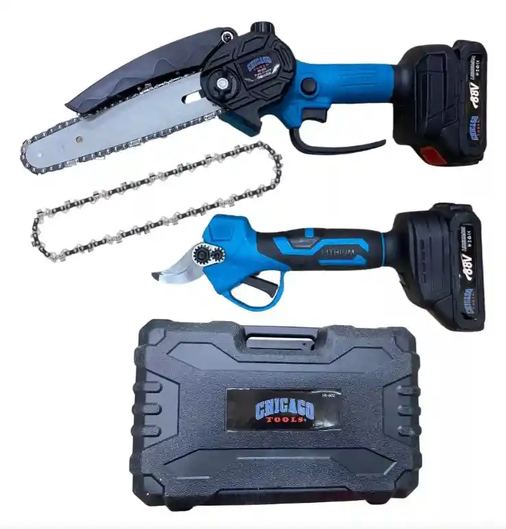 Mini Motosierra 6 Pulgadas Mas Tijeras Jardinería Recargable 88 V