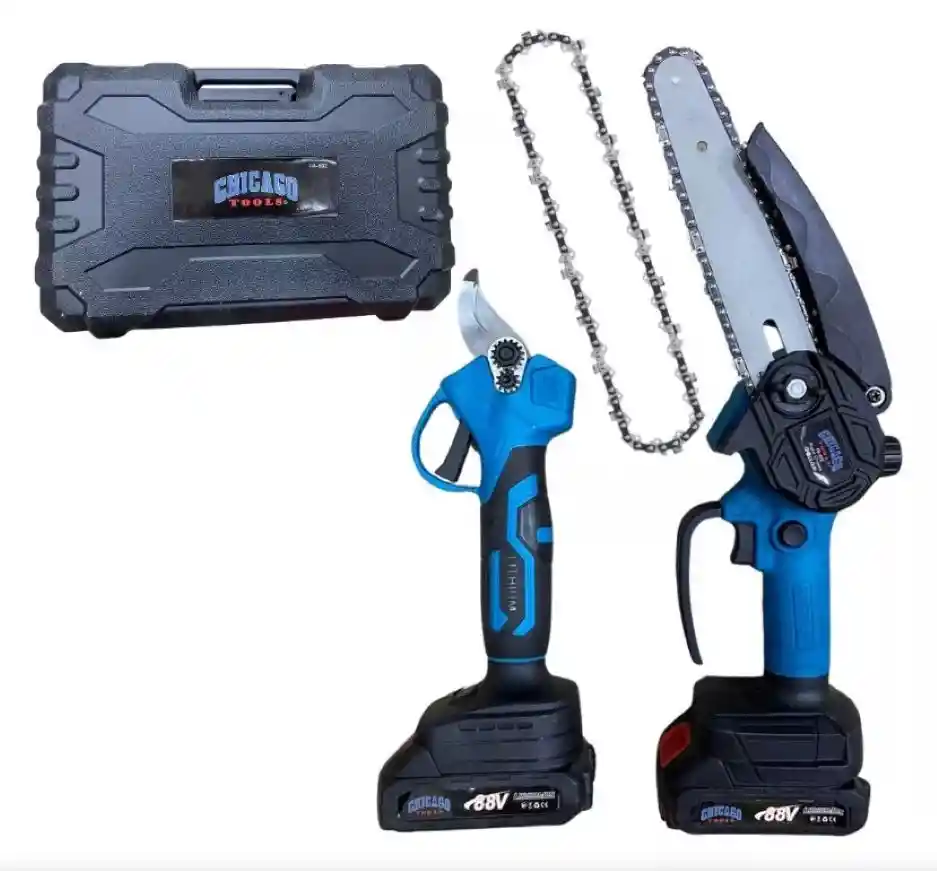 Mini Motosierra 6 Pulgadas Mas Tijeras Jardinería Recargable 88 V