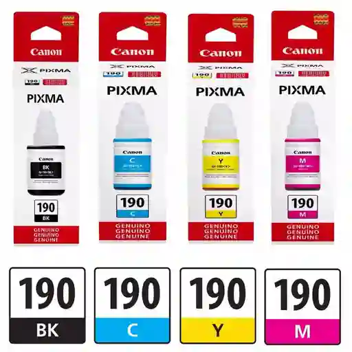 Kit De Tintas Canon 190 4 Colores Cmyk Originales