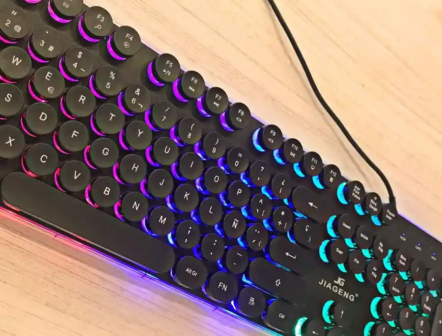 Teclado Gamer Mecanico Con Luz Rgb Teclas Redondas Jiageng Model Jg665