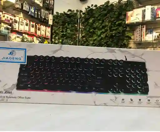 Teclado Gamer Mecanico Con Luz Rgb Teclas Redondas Jiageng Model Jg665