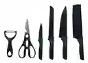 Set De Cuchillos 6 Piezas Kitchen Knife Negro Con Pelador De Papa Innovo Home