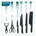 Set De Cuchillos 6 Piezas Kitchen Knife Negro Con Pelador De Papa Innovo Home