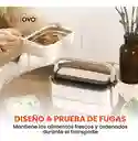 Porta Comidas Lunch Tupper Alimentos 2 Niveles Con Cubiertos Beige Innovo Home