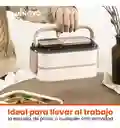 Porta Comidas Lunch Tupper Alimentos 2 Niveles Con Cubiertos Beige Innovo Home