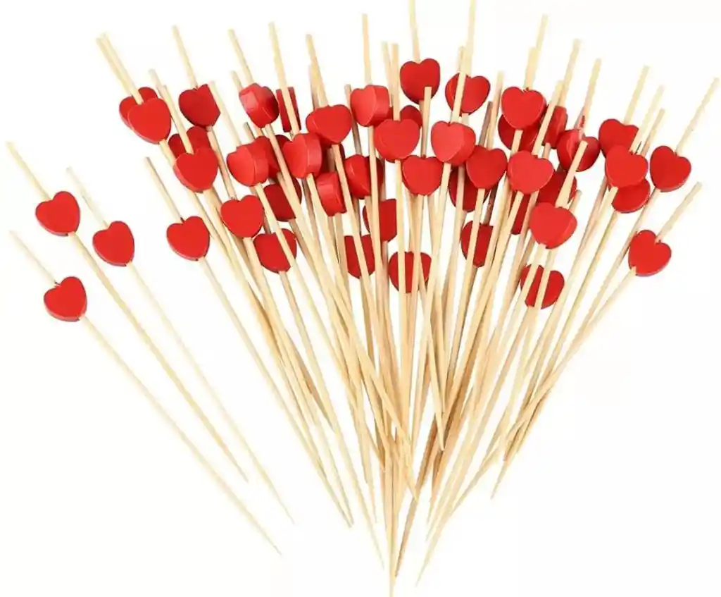Palillos Para Aperitivos Corazon X 100 Und
