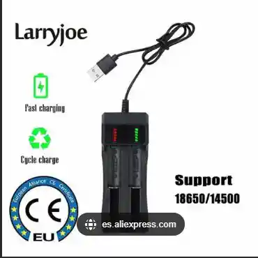 Cargador Usb Portátil De Doble Ranura Para Baterías De Litio Recargables Tipo 18650